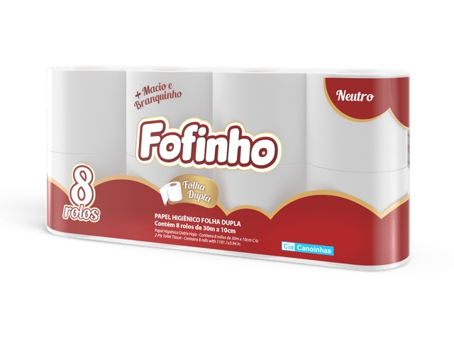 PAPEL HIG.FOLHA DUPLA 30M BRANCO FOFINHO (12) - PCT C/8UN