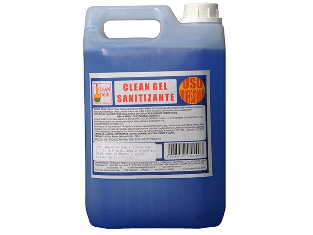 Álcool Gel Antisséptico Clean Vale 4,5kg - Galão com 5 Litros