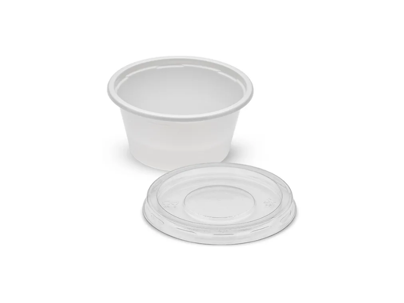 F695BR - Pote PET com Tampa Molho 30ml Branco  - Caixa com 700 Unidades  