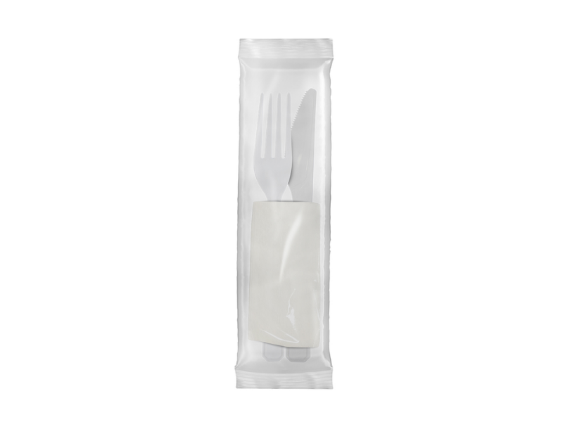 Kit Garfo + Faca + Guardanapo Premium Branco 