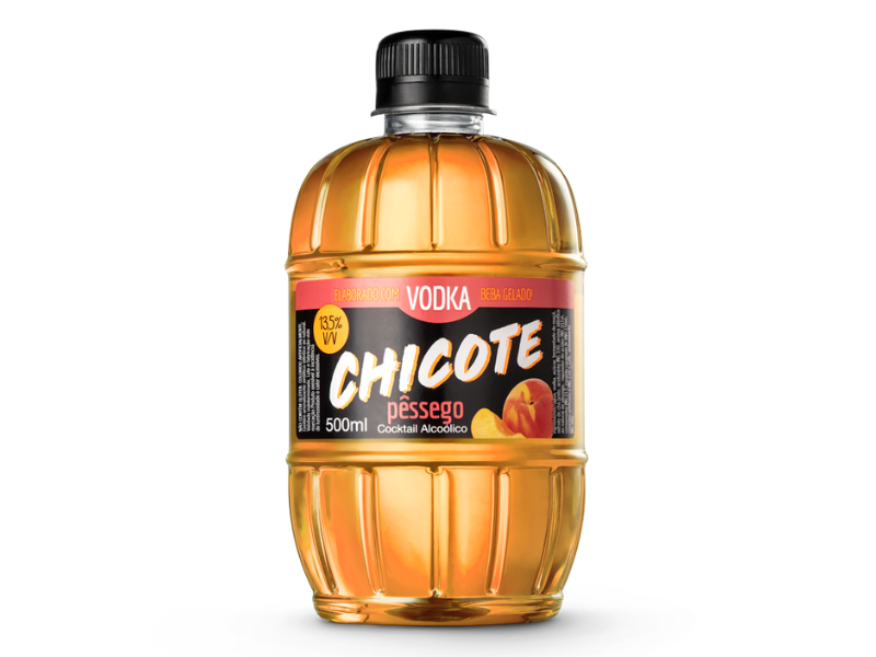 Chicote Cocktail Alcoólico Pêssego 500ml Pet - Fd C/12 Unidade