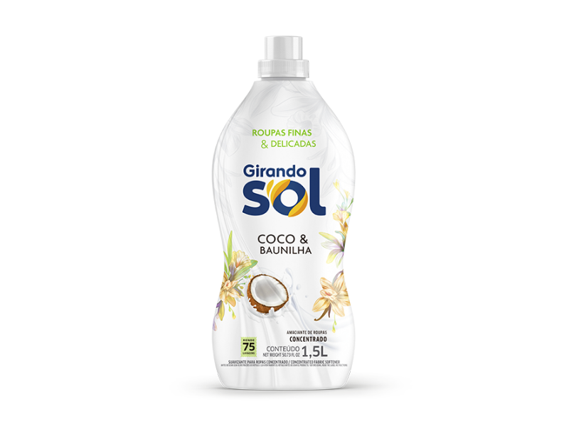 Amaciante Concentrado Coco E Baunilha Girando Sol (9) - Gl Com 1,5 L