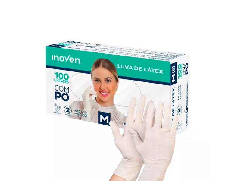 Luva Látex M Procedimento C/Talco - Cx C/100 Unidade