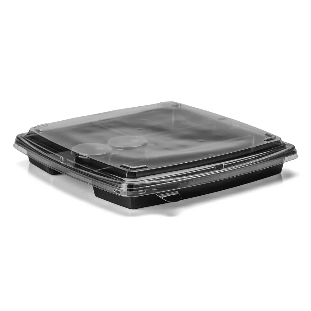 GO 901 Bandeja com divisória Oriental - 3010ml - Base Preta e Tampa Cristal