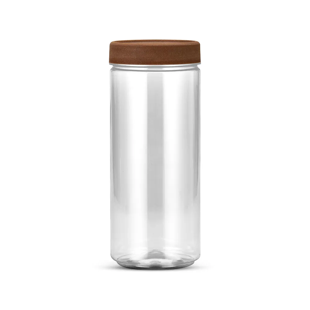 G 1124 Pote Soprado - 1400ml - Base Cristal e Tampa Amadeirada