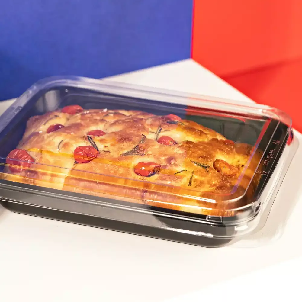 G 201 Bandeja Forneável - 1000ml - Base Preta / Tampa Cristal