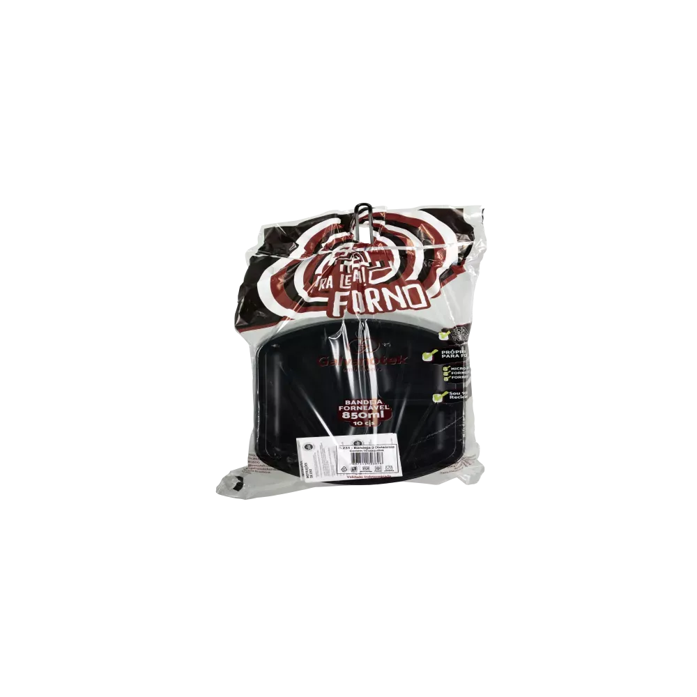 G 231 SF Bandeja Forneável com Divisórias - 850ml - Base Preta / Tampa Cristal