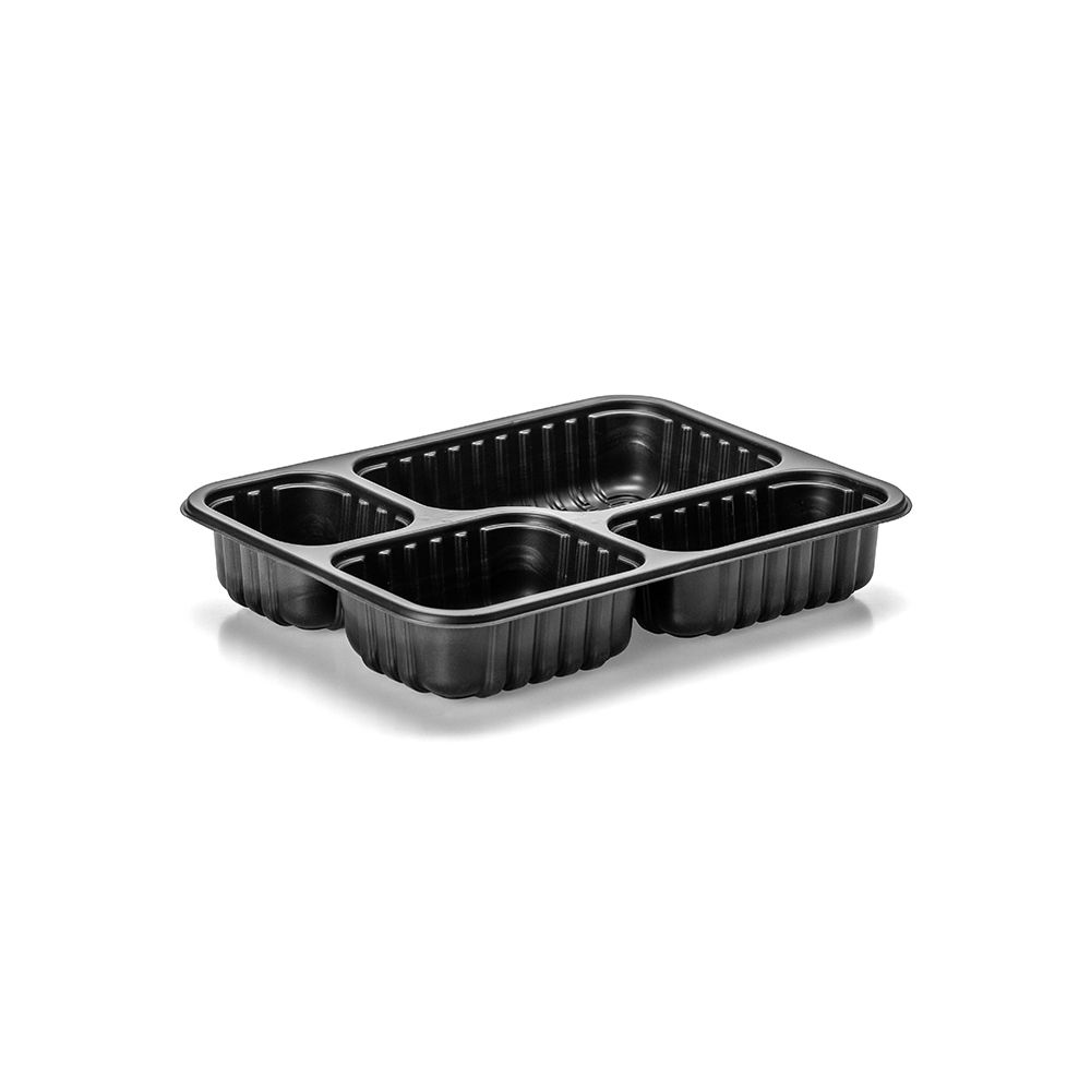 G 324 Bandeja Refeição com 4 Divisórias - 1225ml - Preta