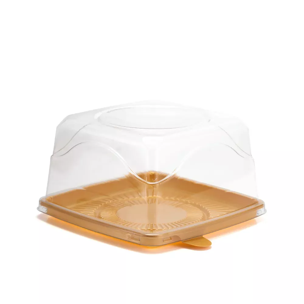 G 32QM Torta Pequena Tampa Média - Base Dourada e Tampa Cristal