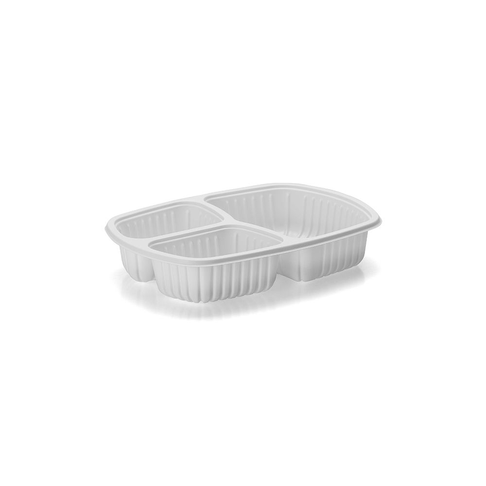 G 330 Bandeja Refeição com 3 Divisórias - 1150ml - Branca/Preta