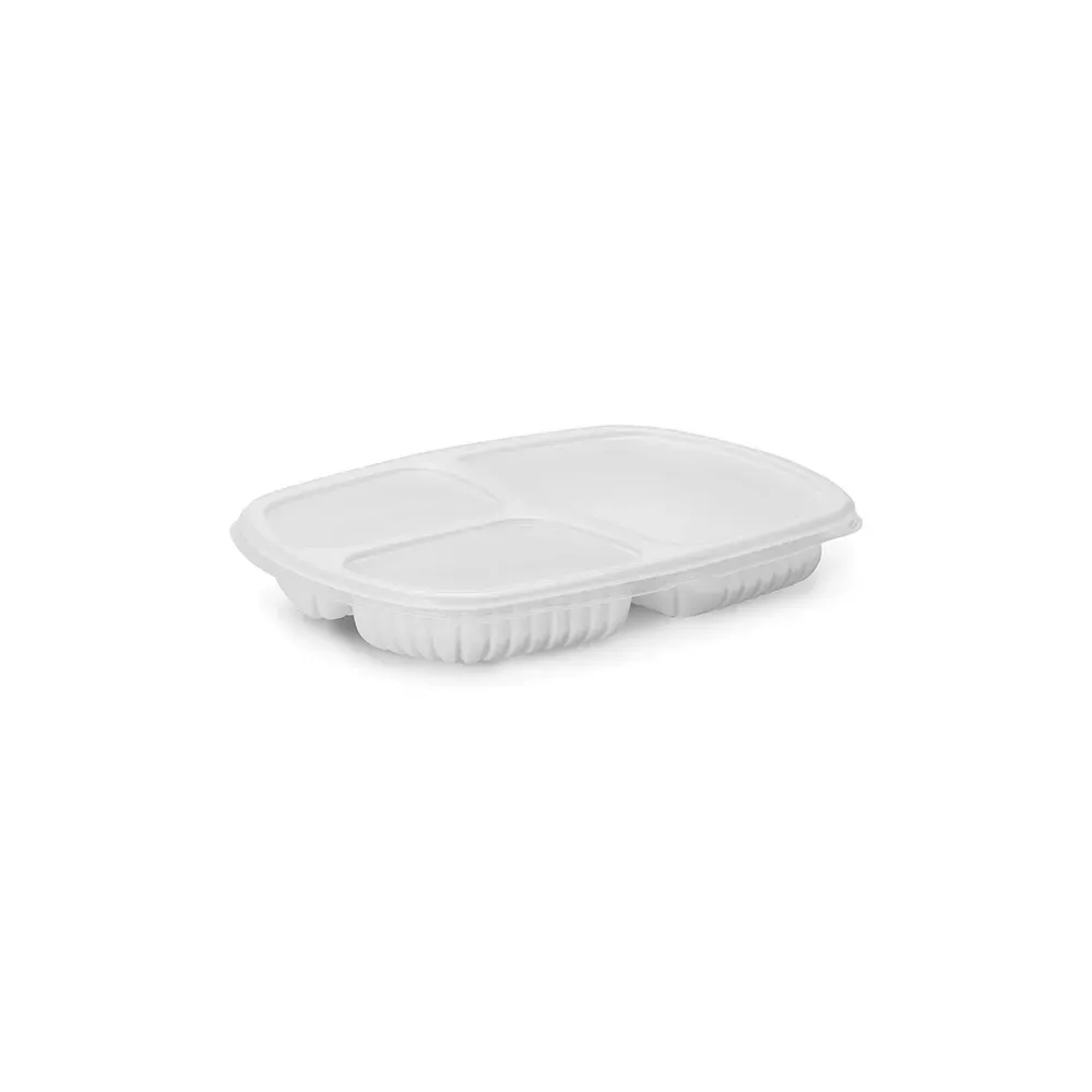 G 331 SF Bandeja Refeição com 3 Divisórias Baixa - 850ml - Preta/Branca