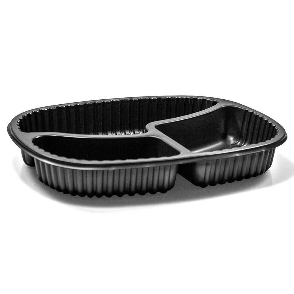 G 355 Bandeja Refeição com 3 Divisórias - 550ml - Preta