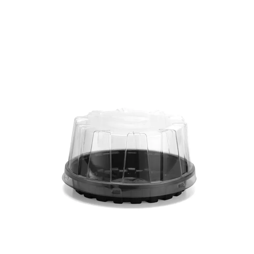 G 35AA Torta Bolo 15 Alta 500g - Base Preta/Branca e Tampa Cristal