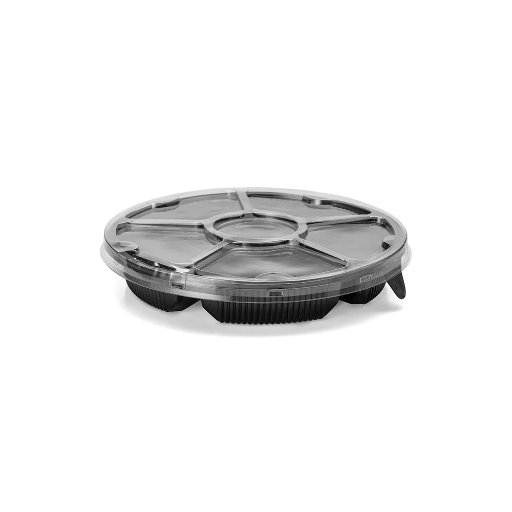 G 550 Bandeja com 5 Divisórias - 1000ml - Base Preta/Tampa Cristal