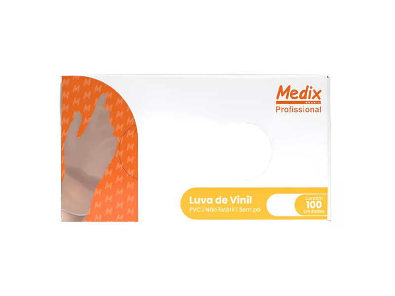 Luva Vinil Pequena Descartável Transparente sem Talco - Caixa com 100 Unidades