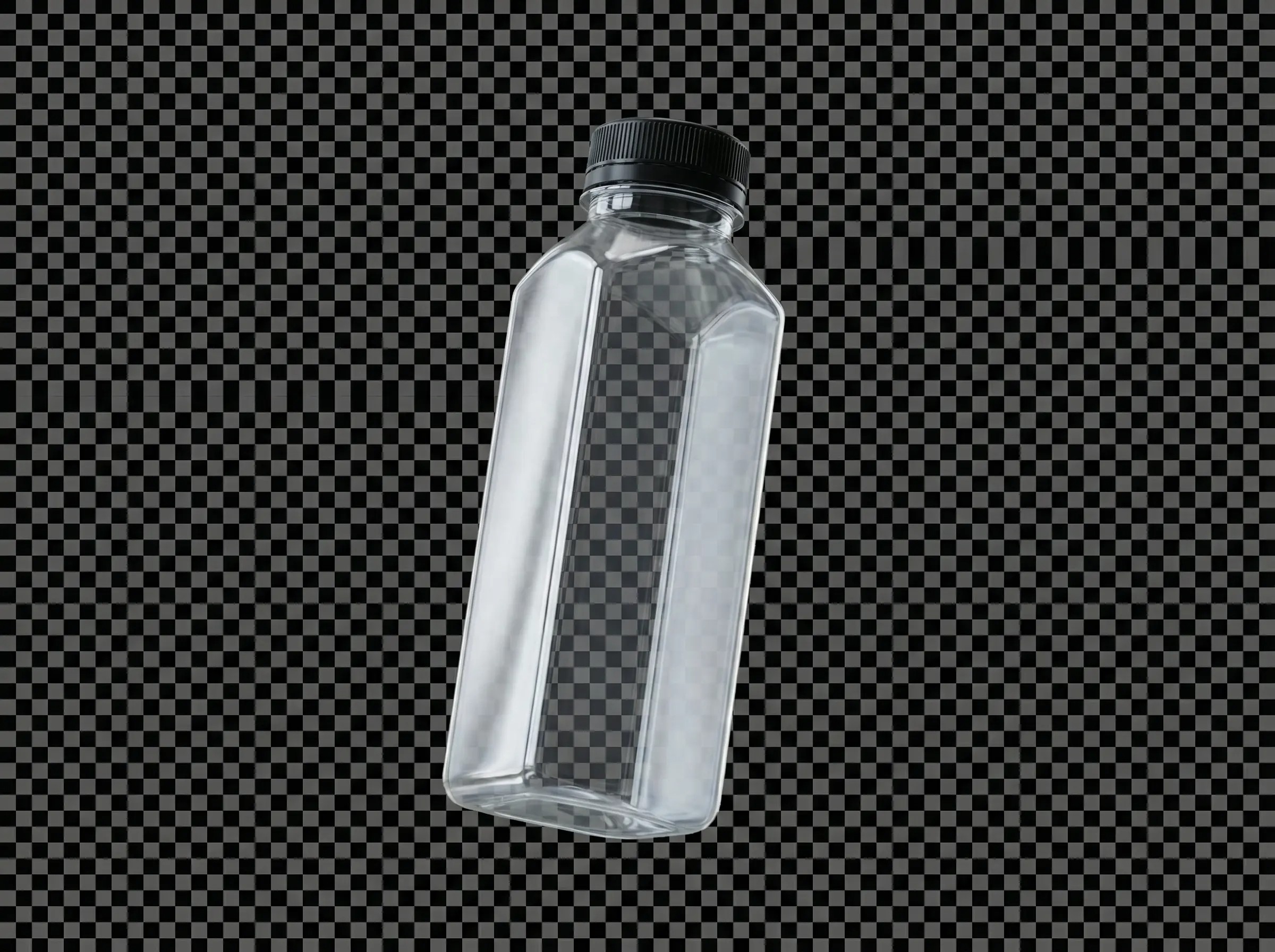 Garrafa 500ml Quadrada PET Transparente com Tampa Preta - Fardo com 160 Unidades  