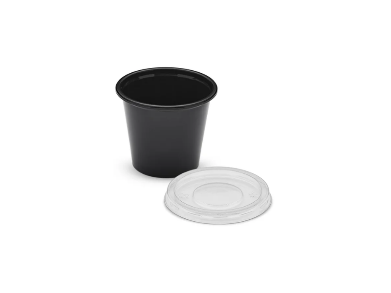 F697PR - Pote PET com Tampa Molho 60ml Preto Fibraform - Caixa com 700 Unidades  