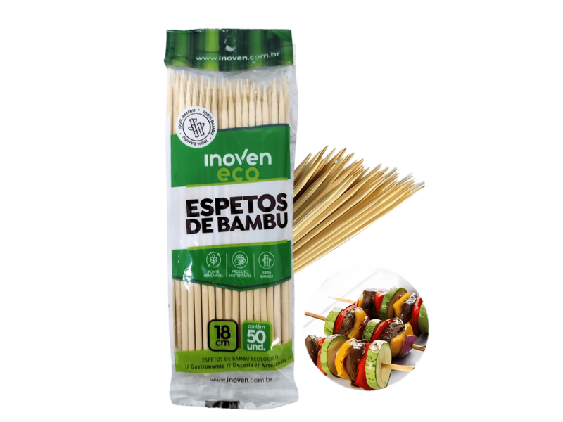 Espeto Bambu 18cm  - Pacote com 50 Unidades
