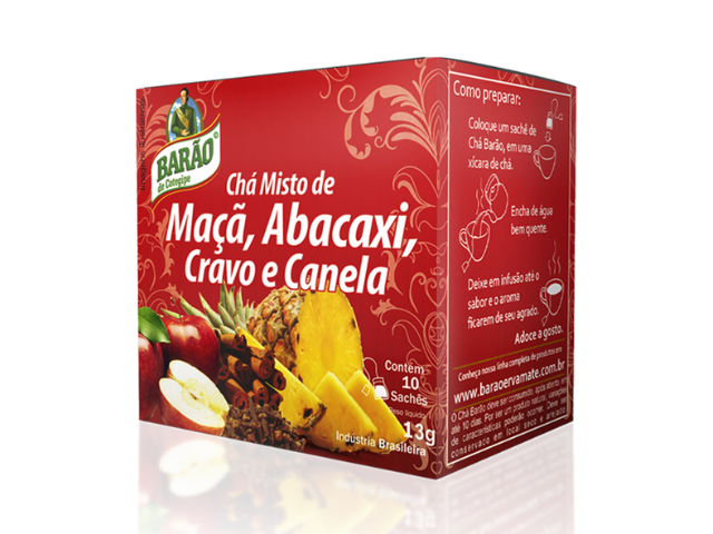 Chá Barão Maça Abacaxi Cravo Canela 13gr - Cx C/10 Saches