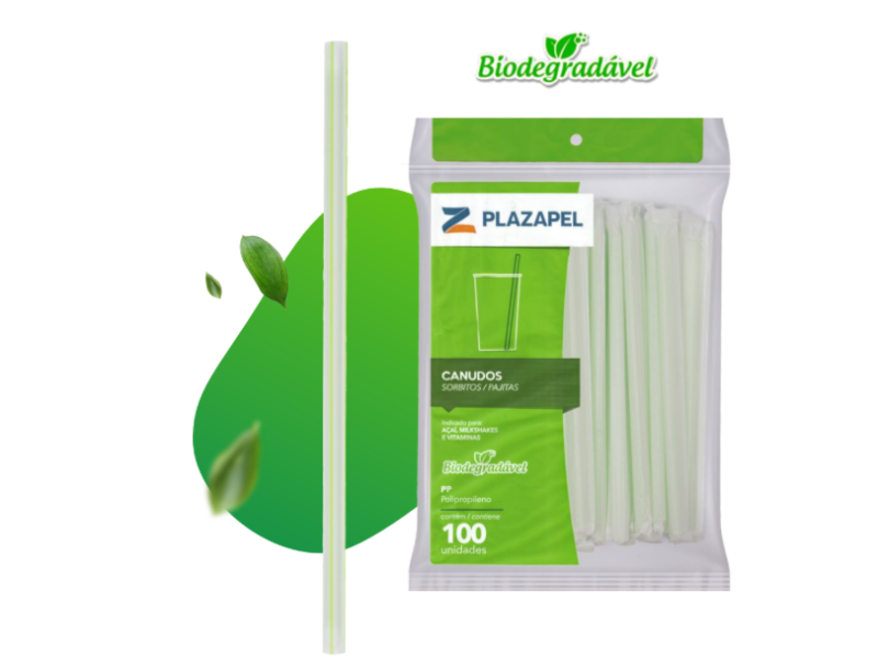 Canudo Milkshake Bio Sache 10mm x 21cm 1735 (20) - Pacote com 100 Unidades