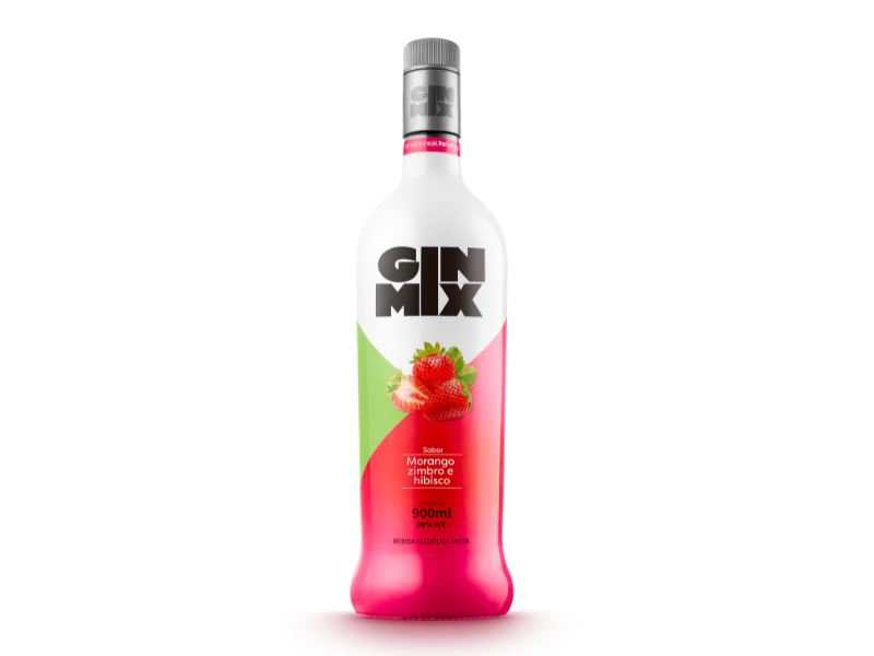Ginmix Beb. Alcoólico Mista Morango 900ml  - 6 Unidade