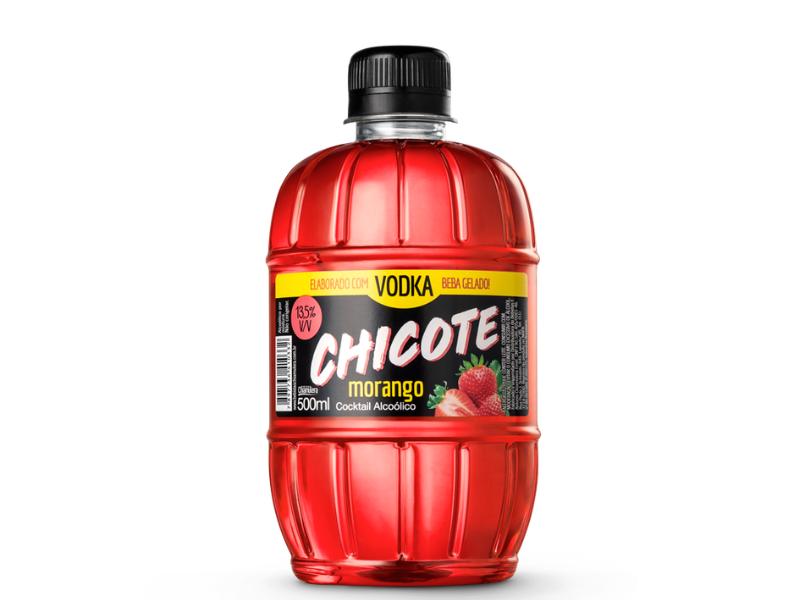 Chicote Cocktail Alcoólico Morango 500ml Pet - Fd C/12 Un
