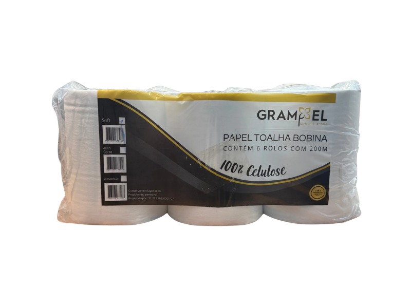 Papel Toalha Bobina Fs 20x200m 24gr Grampel - Fardo Com 6 Bob