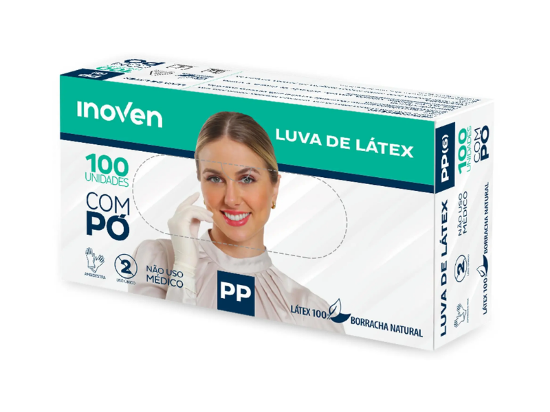 Luva de Látex  PP Procedimento Extra com Talco - Caixa com 100 Unidades