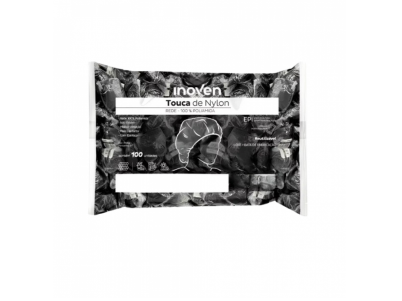 Touca de Nylon Protetora Capilar Preta - Pacote com 100 Unidades