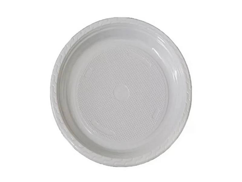 Prato Plástico Raso 21cm Branco - Caixa com 500 Unidades