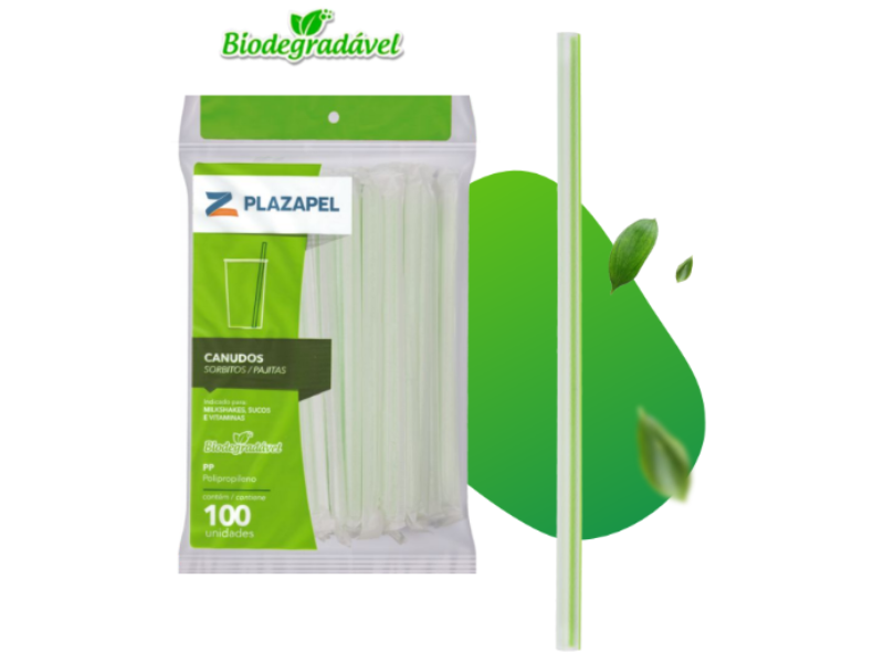 Canudo Vitamina Bio Sache 8mm x 21cm 1728 (20) - Pacote com 100 Unidades