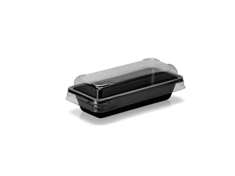 G220 - Bandeja Retangular Com Tampa CPET Preta Forno/Micro-ondas - Caixa com 100 Unidades  