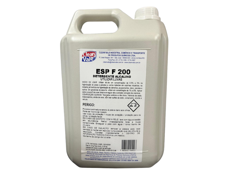F200 Detergente Alcalino/Limpa Forno Clean Vale - Bombona C/5 Litros