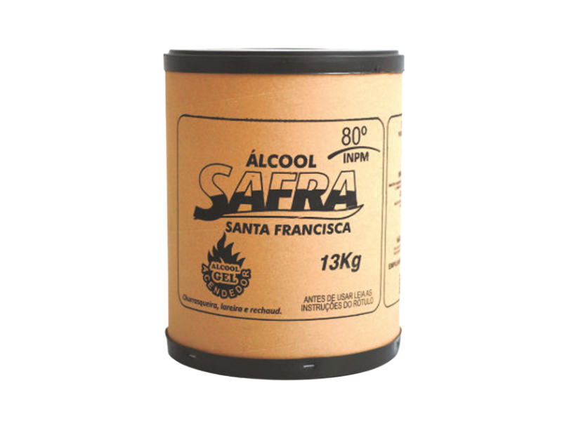 Álcool Gel para Rechaud Queima 80% INPM Safra - Bombona com 13kg