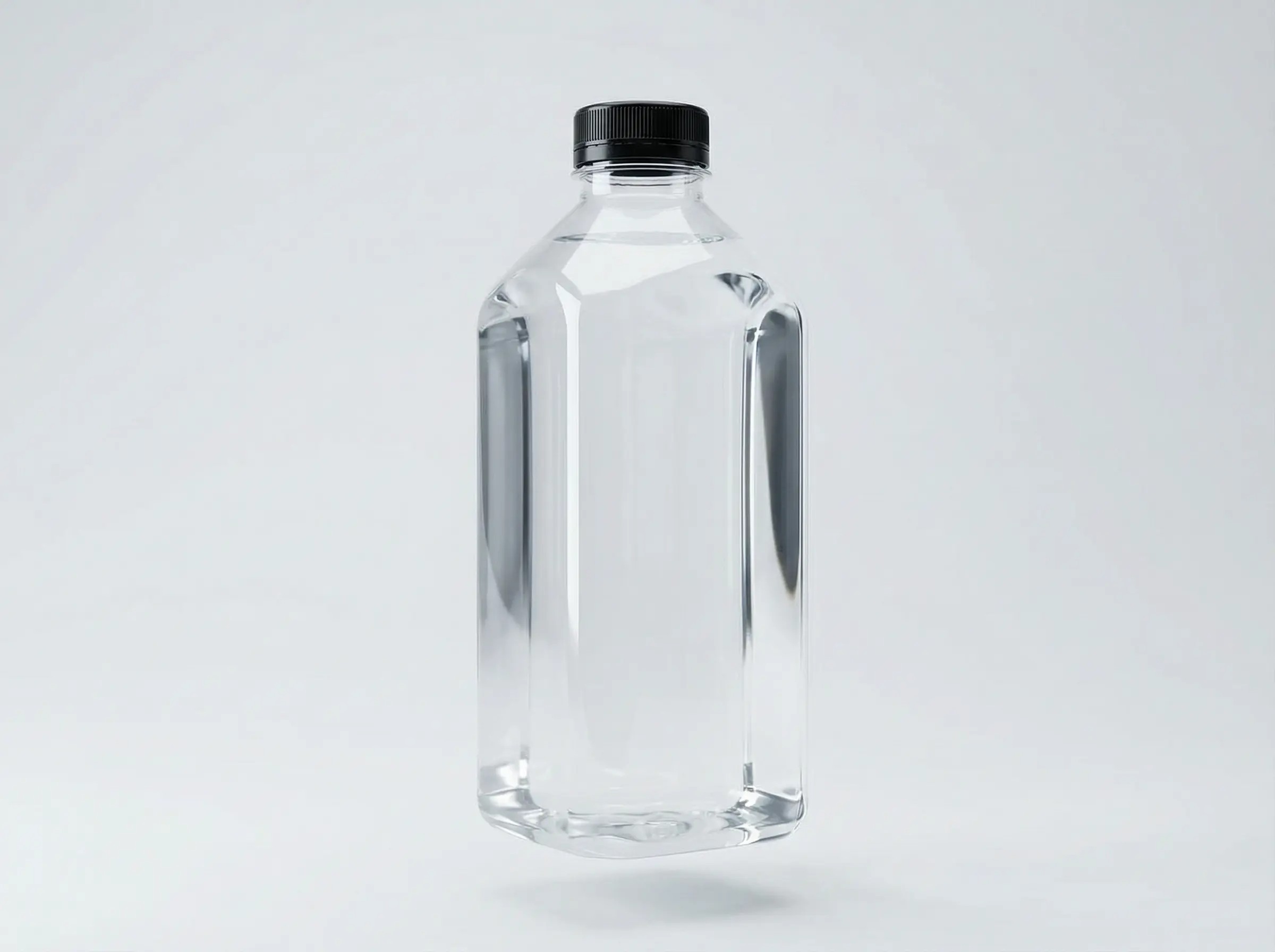 Garrafa 1000ml Quadrada PET Transparente com Tampa Preta - Fardo com 90 Unidades  