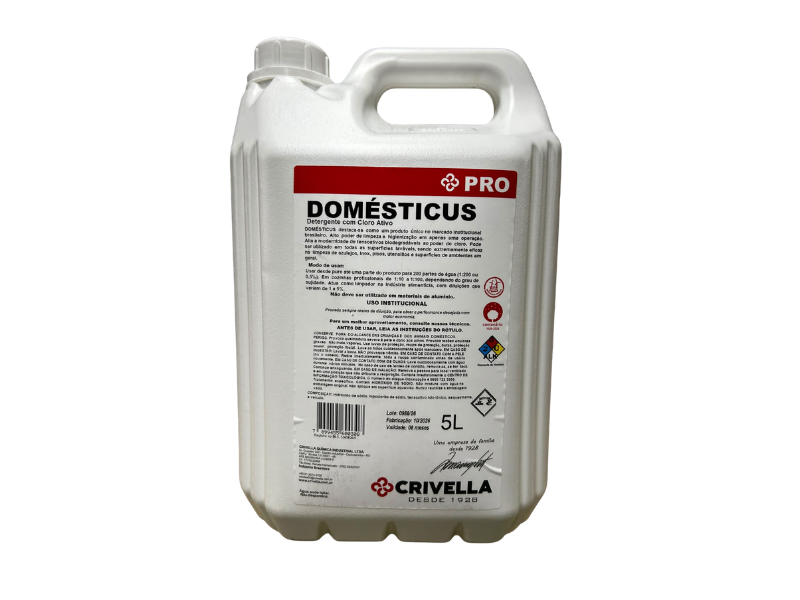 Domesticus Detergente Alcalino Clorado Crivela - Galão com 5 Litros