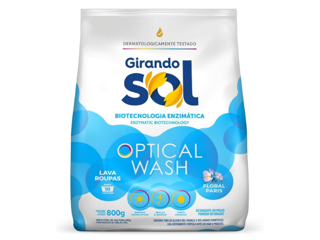 Lava Roupa Pó Girando Sol Azul 800g - Unidade