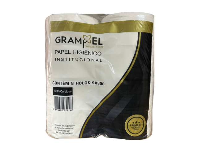 Papel Higiênico Rolão 300m 100% Celulose Branco Grampel