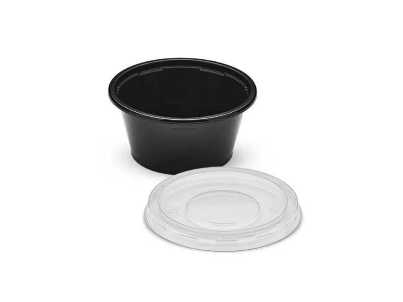F695PR - Pote PET com Tampa Molho 30ml Preto Fibraform - Caixa com 700 Unidades  
